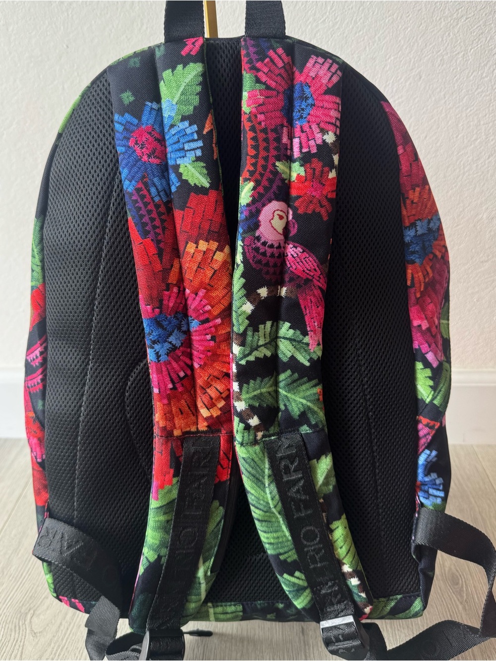 FARM Rio *RARE* Black Backpack with Multicolor Parrot & Floral Print - Picture 2 of 5